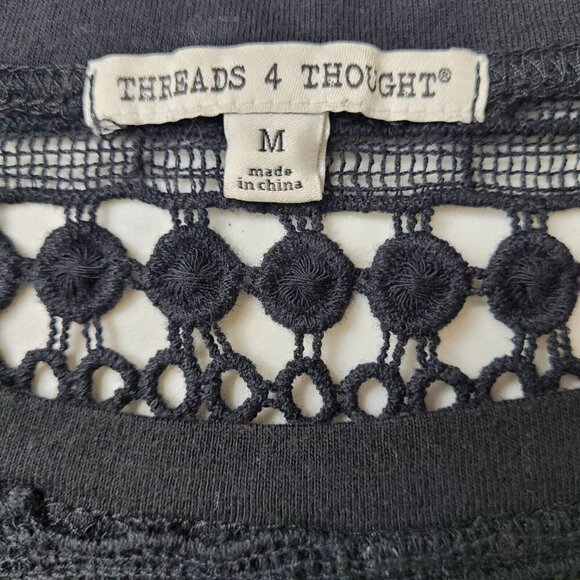 Threads for Thought Women's Black Crochet Lace Top Size Medium - Picture 8 of 10